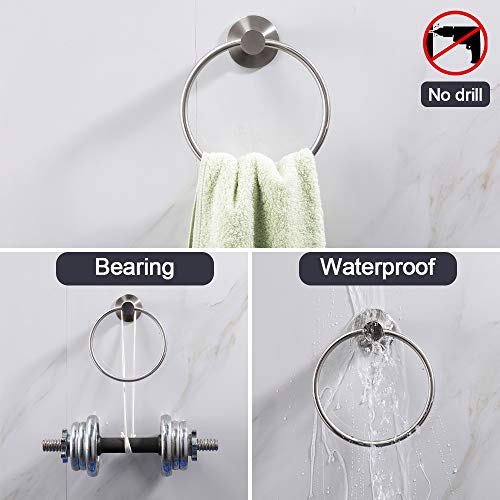 Adhesive Towel Ring Wall Mount Hand Towel Ring Self Adhesive Towel Hanger Stainless Steel Rustproof Brushed Nickel