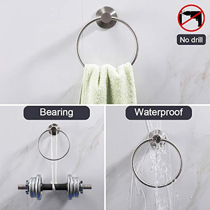 Adhesive Towel Ring Wall Mount Hand Towel Ring Self Adhesive Towel Hanger Stainless Steel Rustproof Brushed Nickel