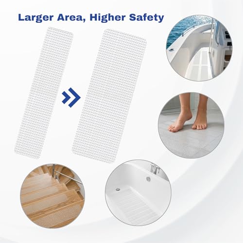 24-Piece Non-Slip Shower Floor Stickers, Extra-Large (XXL) Safety Anti-Slip Decals for Bathtubs, Shower Floors, and Stairs - Scraper Included - color: Rectangle