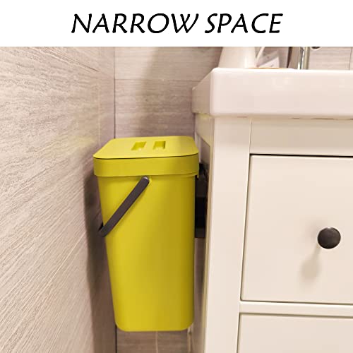 stonespace Small Trash Can with Lid,Under Sink Compost Bin,3.2 Gallon Green | Hanging Trash Can with Lid for Cupboard/Bathroom/Bedroom/Office/Camping, Mountable Trash Can,Kitchen Compost Bin - color: Green, size: 12L/3.2GAL