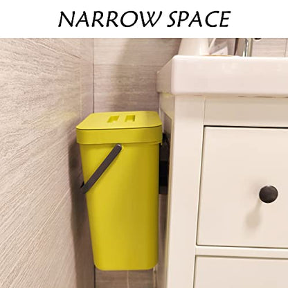 stonespace Small Trash Can with Lid,Under Sink Compost Bin,3.2 Gallon Green | Hanging Trash Can with Lid for Cupboard/Bathroom/Bedroom/Office/Camping, Mountable Trash Can,Kitchen Compost Bin - color: Green, size: 12L/3.2GAL