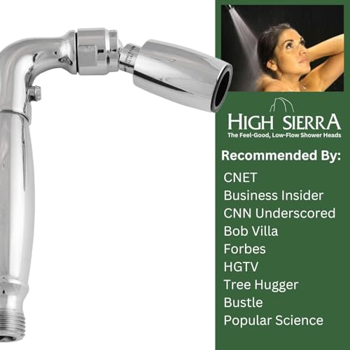 High Sierra® Solid Metal Handheld Shower Head, Lead-Free, with Built-In Trickle Valve. Shower Hose and Holder Not Included. Low Flow 1.25 GPM. Polished Brass - color: Brass, size: 1.25 GPM
