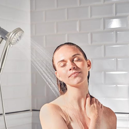 Moen Ronan Spot Resist Brushed Nickel Single-Handle Modern Tub and Shower Faucet with Round Handheld Rain Shower Spray Head Featuring Magnetix, Valve Included, 82021SRN - color: Brushed Nickel, style: Round Showerhead