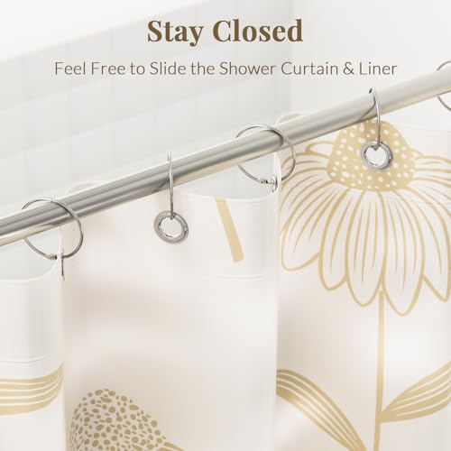 Bathway Shower Curtain Rings, Shower Curtain Hooks 12 Pcs Anti-Drop Shower Rings for Curtain, Brushed Nickel Shower Curtain Rings Rust Proof, Metal Shower Hooks for Shower Curtain Rod Bathroom - color: Nickel, style: Classic Round