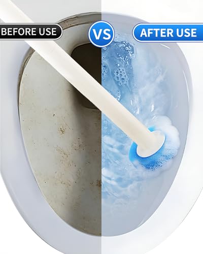 Disposable Toilet Cleaning System, Toilet Bowl Cleaner Wand and 8 Refills, Toilet Brush and Holder Set(Wall Mounted), Bathroom and Toilet Cleaning Scrubber Kit - color: Toilet Brush and Holder Set (8 Refills)