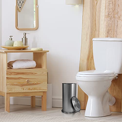 LDR Ashton Freestanding Toilet Paper Holder Canister, Brushed Nickel | Toilet Paper Holder Stand, Brushed Nickel Finish, Regular Roll Canister, Bathroom Toilet Paper Holder, Toilet Paper Storage - color: Brushed Nickel