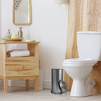 LDR Ashton Freestanding Toilet Paper Holder Canister, Brushed Nickel | Toilet Paper Holder Stand, Brushed Nickel Finish, Regular Roll Canister, Bathroom Toilet Paper Holder, Toilet Paper Storage - color: Brushed Nickel