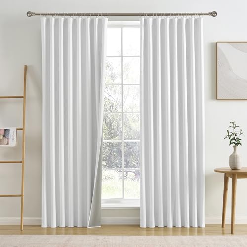 RAIN CITY Snow White Black Out Curtains 84 Inches Long 2 Panels 50 x 84 | Textured Bedroom Curtains for Track System Hooks Back Tab - color: Snow White, size: 50"W x 84"L (Pack of 2)