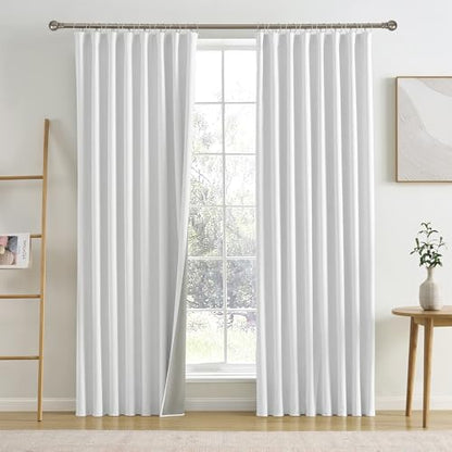 RAIN CITY Snow White Black Out Curtains 84 Inches Long 2 Panels 50 x 84 | Textured Bedroom Curtains for Track System Hooks Back Tab - color: Snow White, size: 50"W x 84"L (Pack of 2)