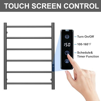 Electric Towel Rack with Voice Control for Alexa & Google Home,TUYA - Wall-Mounted Bathroom Heating Towel Warmer,Plug-in,Stainless Steel Material (Gungrey with WiFi, 6 Bar) - color: Gungrey With Wifi, size: 6 Bar