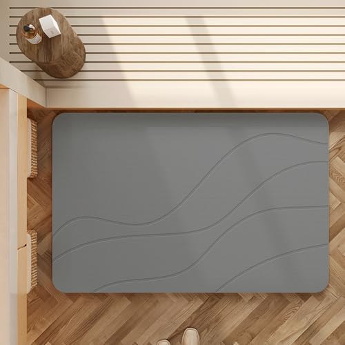 Matmend Bath Mat, Stone Bath Mat Diatomaceous Earth Quick Drying Non-Slip Shower Mats, Water Absorbing Rug Outside Shower, Diatomaceous Earth Stone Material (Grey) - color: Grey