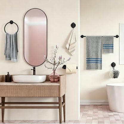5 Pieces Matte Black Bathroom Accessories Set Towel Bar Set | 24 Inch Towel Racks Wall Mounted,Toilet Paper Holder,Towel Ring,2 Towel Hooks,Stainless Steel Bathroom Hardware Set - color: Matte Black