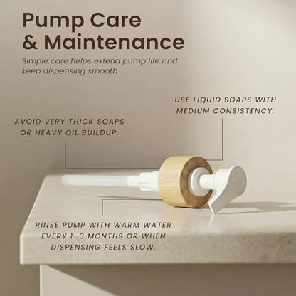 Maisonovo Soap Dispenser Set - White Soap Dispenser White Bamboo Pumps | Glass bottles for body wash, lotion, shampoo or conditioner · Sink, bathroom or countertop · Tray, 16.9 oz each - color: White Bottles White Bamboo Pumps