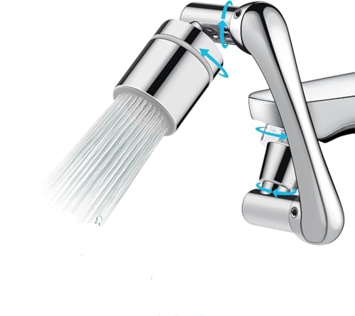 1080° Swivel Robotic Arm Faucet Extender Universal Sink Tap Aerator | 2-Mode Anti-Splash Water Sprayer, 360 Rotate Tap Extension for Kitchen Bathroom, Ideal for Washing Hand Hair Face