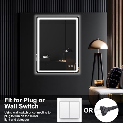 LED Bathroom Mirror with Lights, Anti-Fog, Dimmable, Lighted Bathroom Vanity Mirror for Wall, UL-Certified (27 x 36) - size: 27"L x 36"W