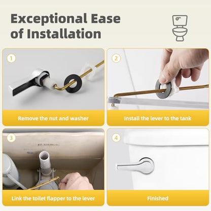 Universal Front Mount Metal Toilet Handle Replacement, Solid Brass, Chrome | Toilet Flush Handle Lever with Adjustable Stainless Steel Chain, Compatible with Kohler, American Standard, TOTO, Mansfield - color: Chrome, style: Front Mount Design