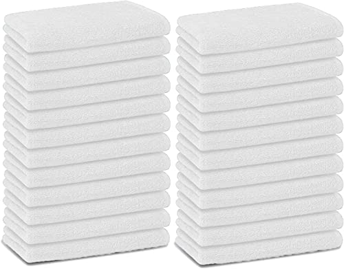 Basic Hand Towels 16x26 Inches – Bulk Pack of 24 – White Color – Soft and Absorbent Multipurpose Cotton Towels for Bathroom, Spa, Gym, Salon, Hotel, and Everyday Use - color: White, size: 16x26 inch Pack of 24