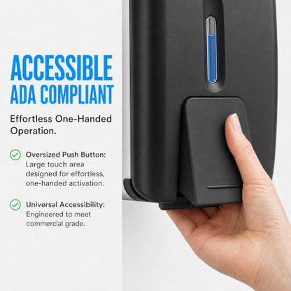 interhasa! Commercial Hand Soap Dispenser Wall Mount | Dual-Lock Design, ABS Liquid & Gel Hand Sanitizer Dispenser for Bathroom & Commercial Restaurant, 28oz/800ml - color: Black