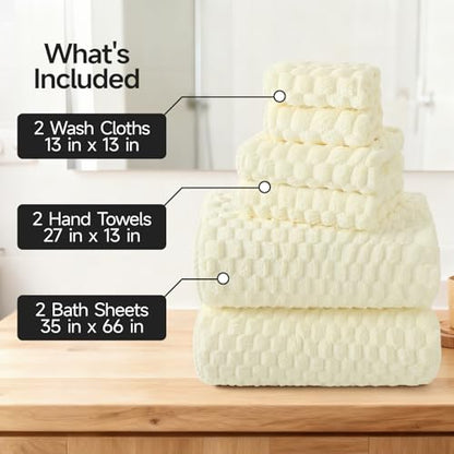 REDKISS Cream Microfiber Towels-35x70 Inches Oversized Bath Sheets, Extra Large Bath Towels Set, Super Soft Quick Dry Lint Free Absorbent Waffle Microfiber Shower Towels, 6 Pack - color: Beige 06, size: 6 Pack Large Towel Set