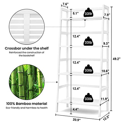 Bamboo Over The Toilet Storage and Ladder Shelf Bundle, White