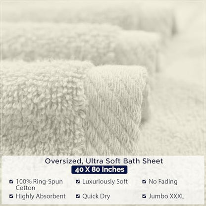 DAN RIVER Pack of 1 Bath Sheet 40x80 Inches, Extra Large Quick Dry Bath Towels, Hotel Collection Towels for Adults - Ivory - color: Ivory
