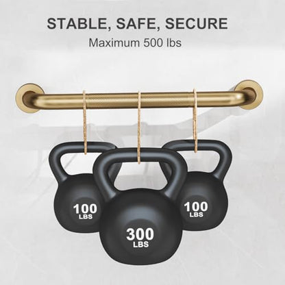 FANHAO 2 Pack Shower Grab Bar, 16 Inch Stainless Steel Bathroom Grab Bar with Anti-Slip Knurled Grip, Heavy Duty Shower Handle Bath Handle, Safety Bars for Elderly Handicapped (Champagne Bronze)