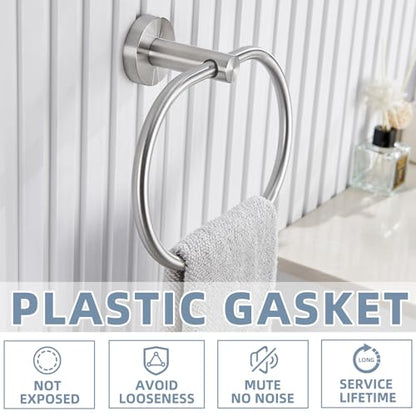Swivel Hand Towel Holder for Bathroom, Brushed Nickel, Wall Mounted | Rustproof 304 Stainless Steel, 180° Rotating Towel Ring for Kitchen, Sink, Vanity, Oval Ring for Easy Towel Access - color: Brushed Nickel