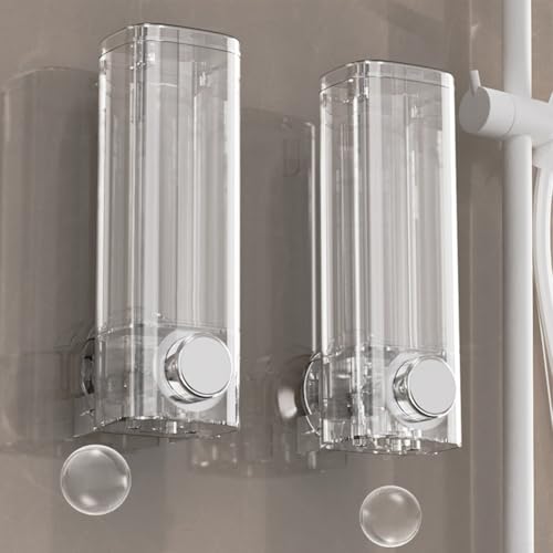 Wall-Mounted Soap Dispenser, 450ml Suction Cup No Drill Installation Gel Dispenser PET Material Space Saving Design for Bathroom Shower(Transparent) - size: Transparent