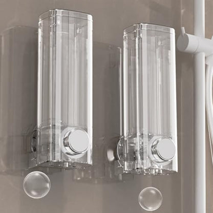 Wall-Mounted Soap Dispenser, 450ml Suction Cup No Drill Installation Gel Dispenser PET Material Space Saving Design for Bathroom Shower(Transparent) - size: Transparent