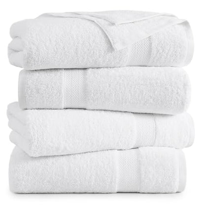 Lane Linen 100% Cotton 4 Pack Bath Sheets (35"x66") - Ring Spun, Extra Large Towel Sets - Quick Drying, Soft, Low lint & Highly Absorbent - Premium Quality Oversized Daily Use Bathroom Towels - White | Cotton Bath Sheets - Oversized & Roomy, Lightweight &