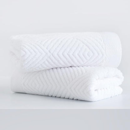 sense gnosis White Hand Towel Set of 2 Terry Striped Weave Pattern Ultra Absorbent Super Soft 100% Cotton Hand Towel for Bathroom 13 X 29 Inch - color: White