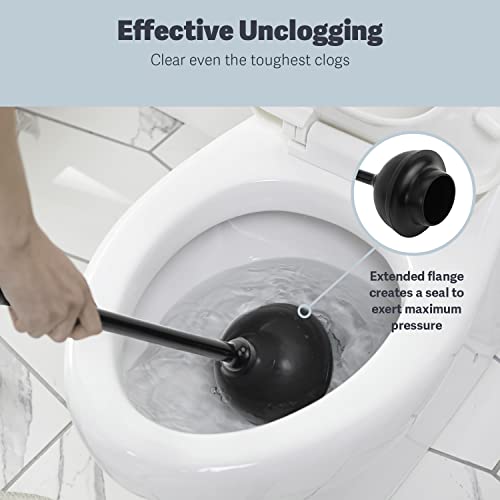 Casabella Toilet Plunger and Hideaway Caddy Combo for Bathrooms, 2-Piece Heavy-Duty Toilet Plunger and Holder Set, Black (Pack of 9) - size: 6.5" x 6.5" x 19.78" (Pack of 9), style: Hideaway Plunger