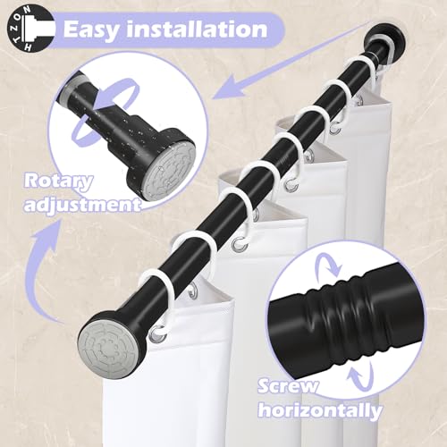 Shower Curtain Rod Spring Tension:2Pack Black Shower Rods for Bathroom 33 to 72 Inch,1 Inch Modern Heavy Duty Adjustable Tension Shower Curtain Rod No Drilling No-Slip Easy Install,Matte Black - color: Black, size: 【33''-72''】2 Pack
