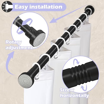 Shower Curtain Rod Spring Tension:Black Shower Rods for Bathroom 33 to 58 Inch,1 Inch Modern Heavy Duty Adjustable Tension Shower Curtain Rod No Drilling No-Slip Easy Install,Matte Black - color: Black, size: 【33''-58''】1 Pack
