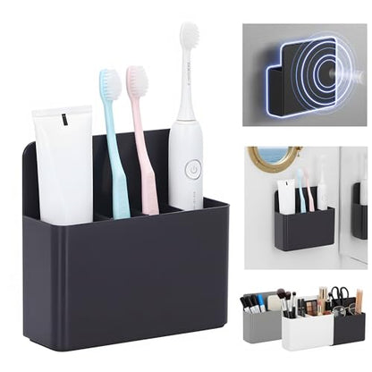 Magnetic Toothbrush Holder – Cruise Must-Have Wall-Mount Bathroom Organizer – Cruise Essentials 2025 & 2026 for Royal Caribbean, Alaska & Caribbean Staterooms (Black) - color: Black