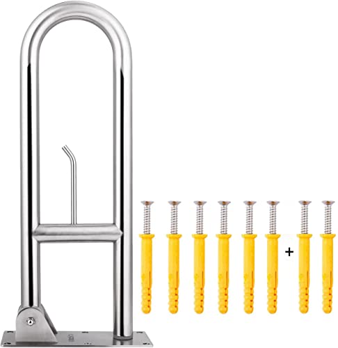 23.6 INCH Stainless Toilet Safety Rails, WochiTV Handicap Grab Bars for Elderly, Disabled Flip-Up Bathroom Grab Bar with Paper Holder,Toilet Handrails Hand Grips Handle Shower Assist Aid - style: 23.6 In Toilet Grab Bar