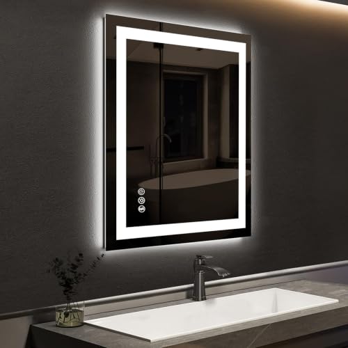 ROOMTEC 24"x32" LED Bathroom Mirror with Lights, Backlit+Frontlit | Anti-Fog, Dimmable, Memory Function, Bathroom Vanity Mirror for Wall, Shatterproof Tempered Glass (Horizontal/Vertical) - size: 24"L x 32"W