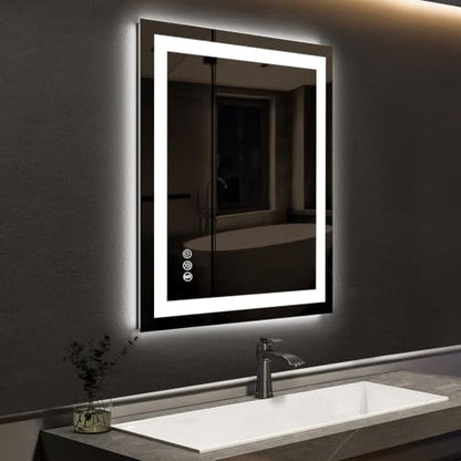 ROOMTEC 24"x32" LED Bathroom Mirror with Lights, Backlit+Frontlit | Anti-Fog, Dimmable, Memory Function, Bathroom Vanity Mirror for Wall, Shatterproof Tempered Glass (Horizontal/Vertical) - size: 24"L x 32"W