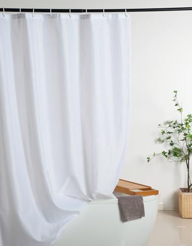 Extra Long Fabric Shower Curtain Liner 72 x 78 Inch, Machine Washable Water-Repellent Solid White Shower Curtain Liner for Bathroom 78 inches Length - color: White, size: 72"W x 78"L (Pack of 1)