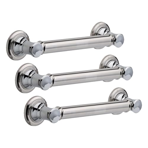 DELTA FAUCET 41612 Traditional Grab Bar, 12-Inch, Chrome (Pack of 3) - size: 12 Inch (Pack of 3)