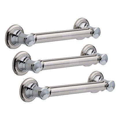 DELTA FAUCET 41612 Traditional Grab Bar, 12-Inch, Chrome (Pack of 3) - size: 12 Inch (Pack of 3)