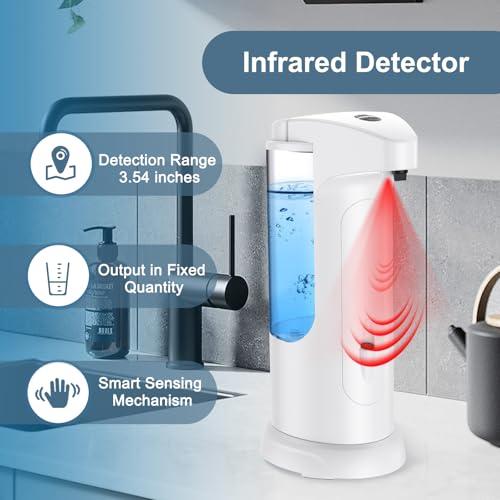 12.5oz Automatic Liquid Soap Dispenser, Touch-Free Battery Operated Adjustable Soap Dispensing Volume for Kitchen Bathroom - color: White