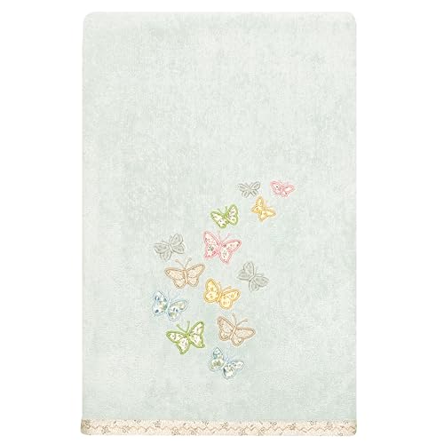 Frolic 4-Piece Luxury Towel Set, Calico Applique, Soft & Durable Turkish Cotton, Elegant Bathroom Ensemble, 2 Bath 2 Hand Towels, Aqua - color: Aqua, size: 2 Pcs Bath 2 Pcs Hand Towel