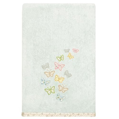 Frolic 4-Piece Luxury Towel Set, Calico Applique, Soft & Durable Turkish Cotton, Elegant Bathroom Ensemble, 2 Bath 2 Hand Towels, Aqua - color: Aqua, size: 2 Pcs Bath 2 Pcs Hand Towel