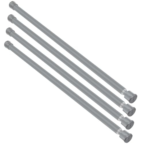 Cupboard Bars Spring Tension Rod, Adjustable 12-20 Inches, No Drilling Small Tension Shower Curtain Rod Ideal for Small Windows, Lockers, Kitchen，Wardrobes,4PC-13TD12-20GRx4 - color: Silver grey, size: 12"-20" 4pcs