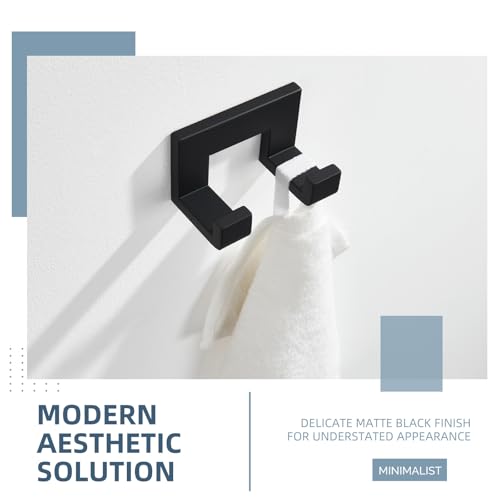 Angle Simple Double Towel Hook, Bathroom Hand Towel Holder, Matte Black | Rustproof SUS304 Stainless Steel Robe Coat Hook, Space Saving Home Storage for Kitchen Shower Entryway RV, Screws Mounted - color: Matte Black