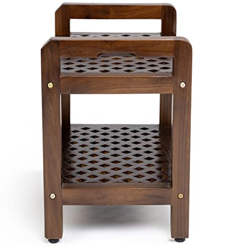 Shower Seat Bench with Storage Shelf for Seating, Support & Relaxation, Spa Bath Bench Stool Perfect for Indoor or Outdoor Use