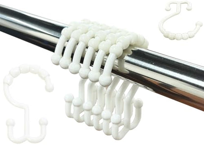 Resze 12 PCS White Plastic Double Shower Curtain Hooks, Multi-Functional Rings for Bathroom Shower Curtain,Shower Curtain Liner and Kitchen Supplies, etc. - color: White