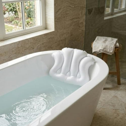 White Vinyl Shell-Shaped Spa Bath Pillow