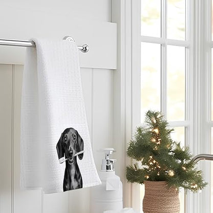 Funny Dachshund Gifts Hand Towels for Bathroom, Weiner Dog Bathroom Hand Towels, Weiner Dog Gifts for Women, 16x24 Inch - color: Dachshund